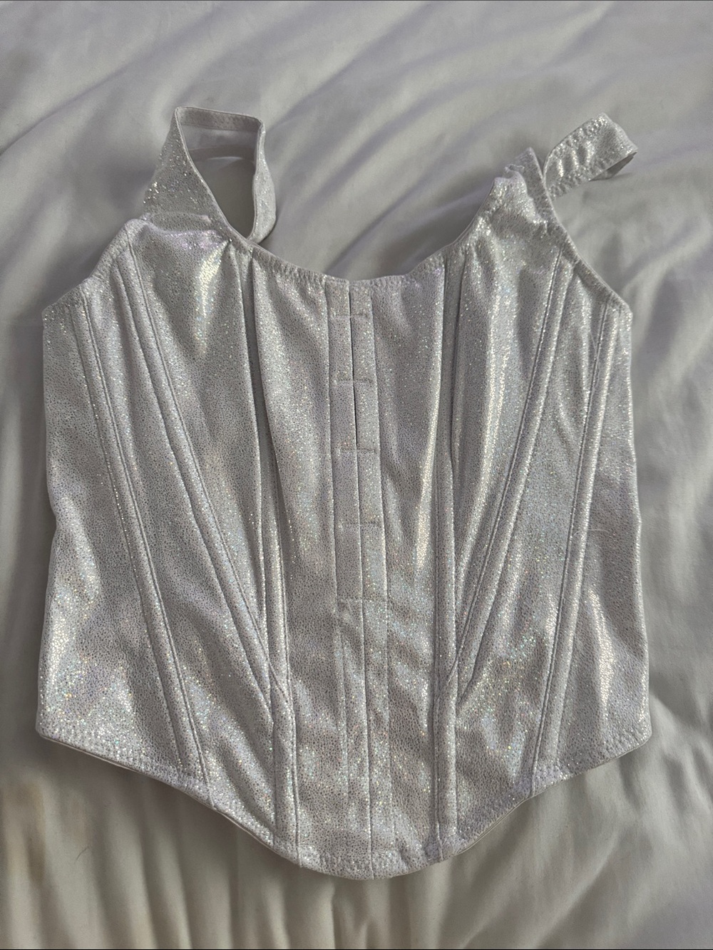 SHEIN Silver Glitter Corset Tank Top